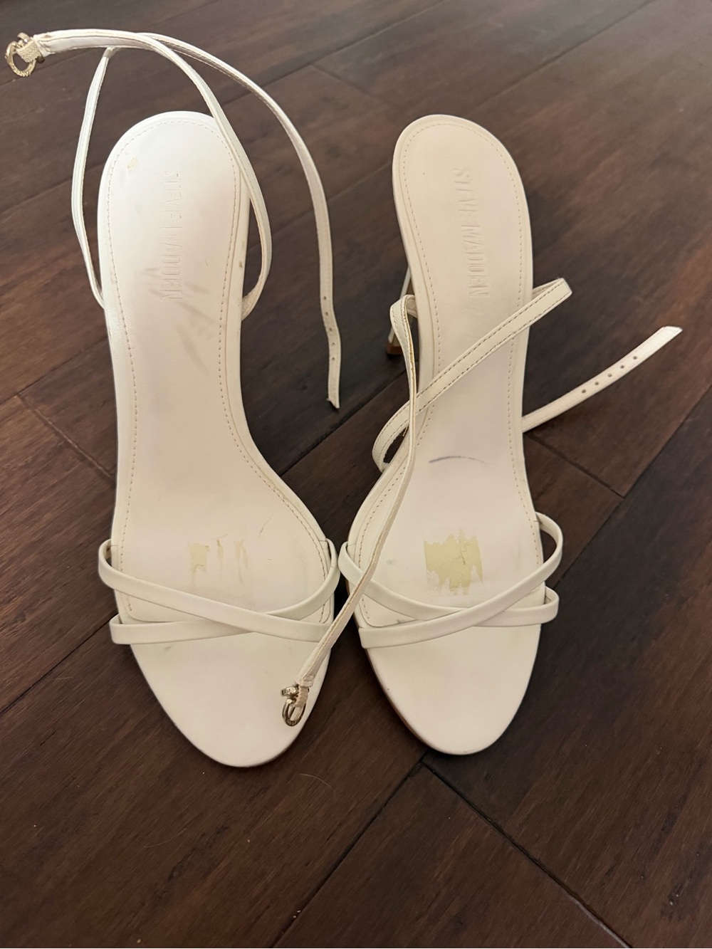 Women’s Steve Madden White Strappy Ankle-Wrap Sandals